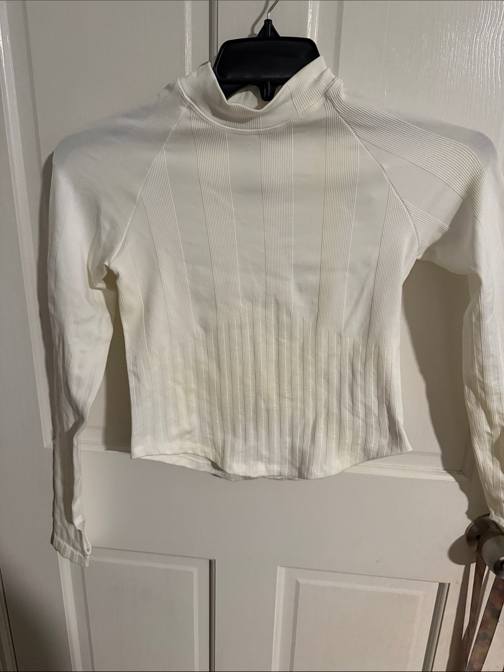Free people Women's Cream Ribbed Mock Neck Long Sleeve Top